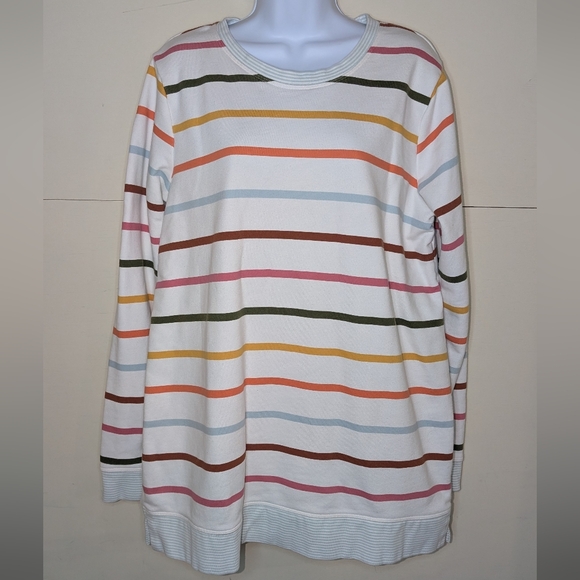 Lands' End Tops - Lands' End Serious Sweats Tunic Style Sweatshirt Multi Color Stripes